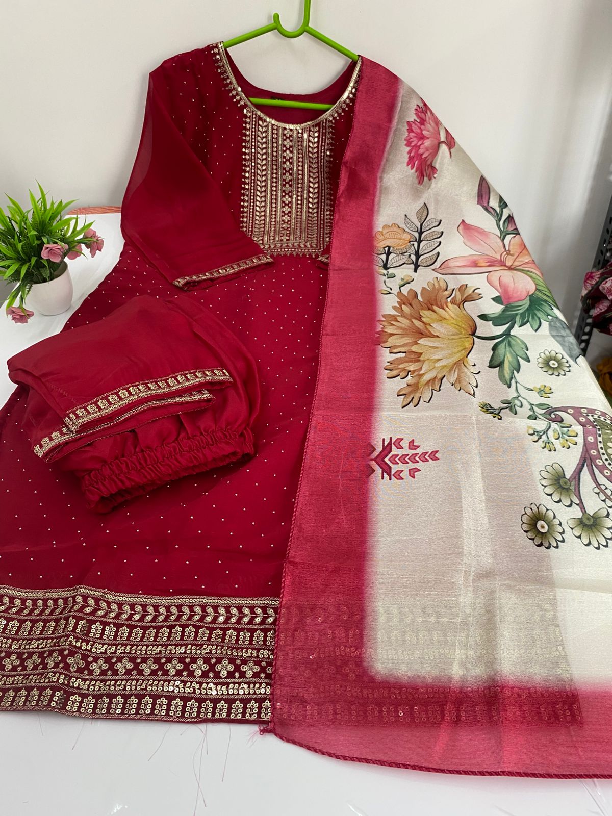 Premium "RANGOLI SILK" Kurta Set A1211 (PINK)